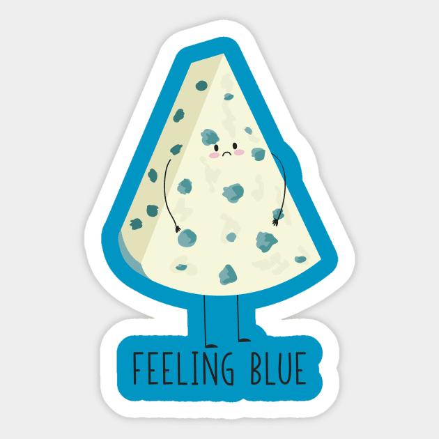 Feeling Blue Sad Funny Blue Cheese Design Sticker by Dreamy Panda Designs